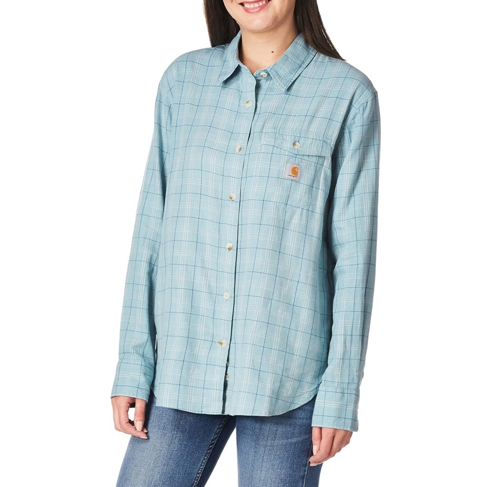 Carhartt Girls size 16-18 Lightweight Plaid Button Down Shirt size XL